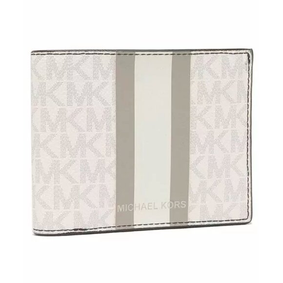 S Michael Kors Billfold Wallet Box Set White Gray Logo 36H1LGFF1B NIB $178 - Picture 3 of 9